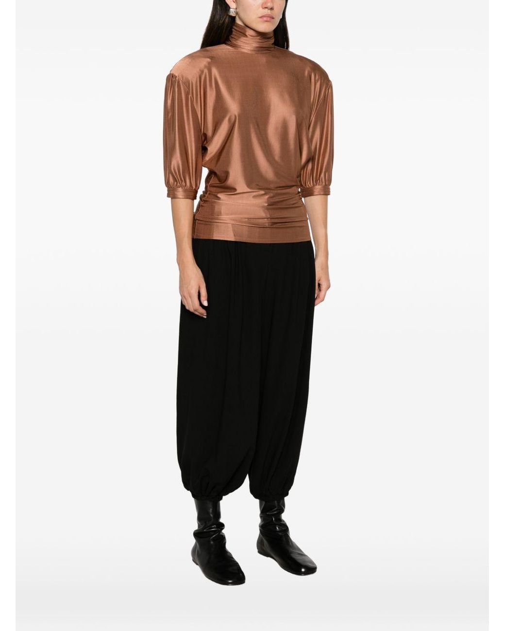 Rabanne Brown Rabanne High-Neck Blouse