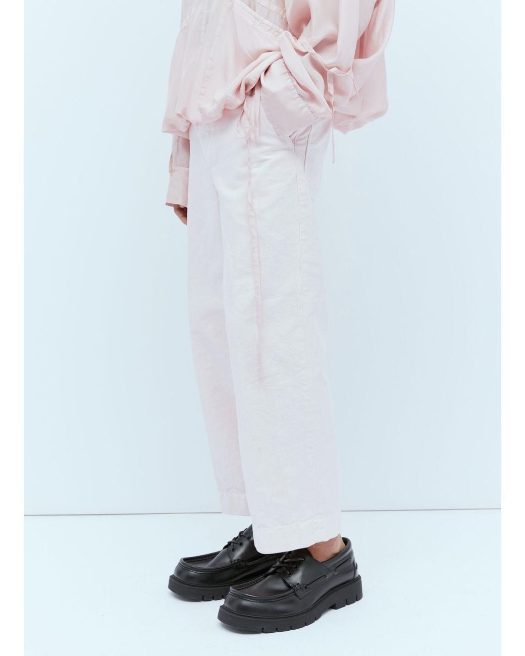 Dries Van Noten White Twill Casual Pants for men