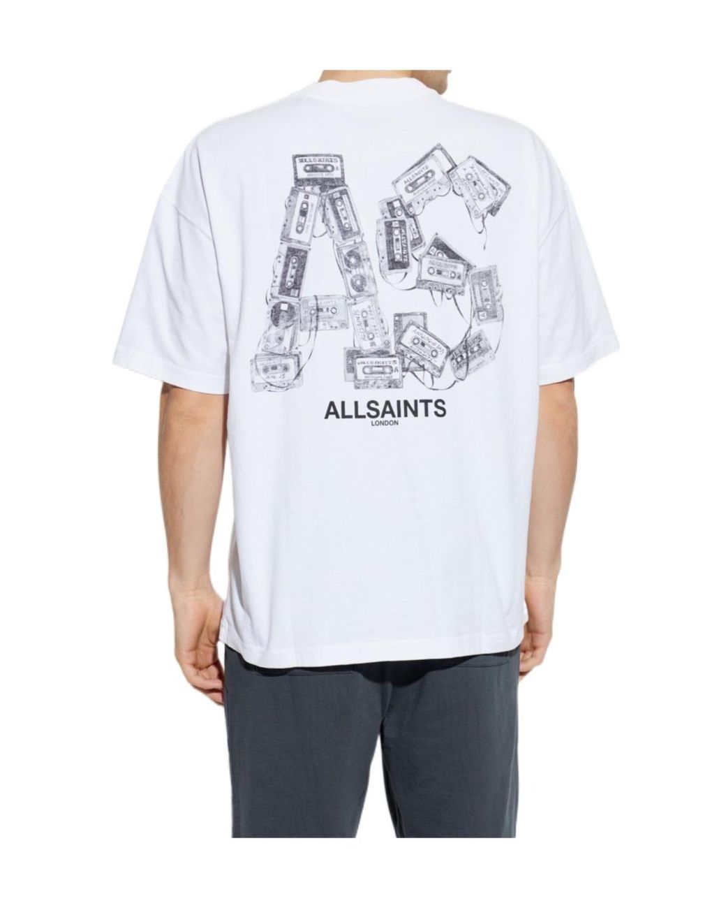 AllSaints White Mixtape Graphic T-Shirt for men