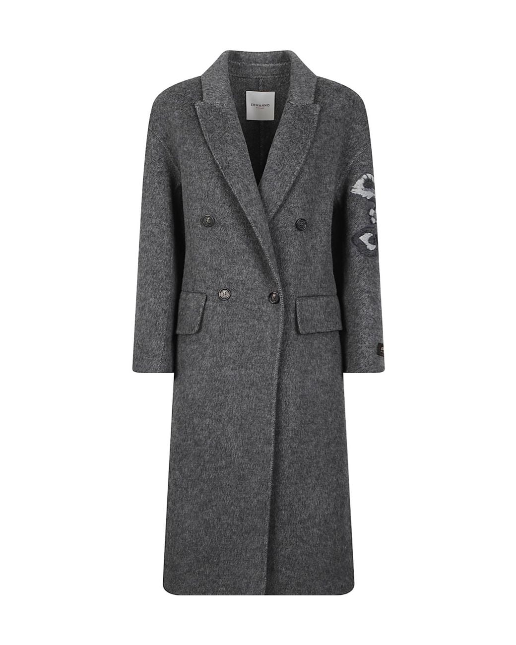 ERMANNO FIRENZE Gray Embroidered Long Coat