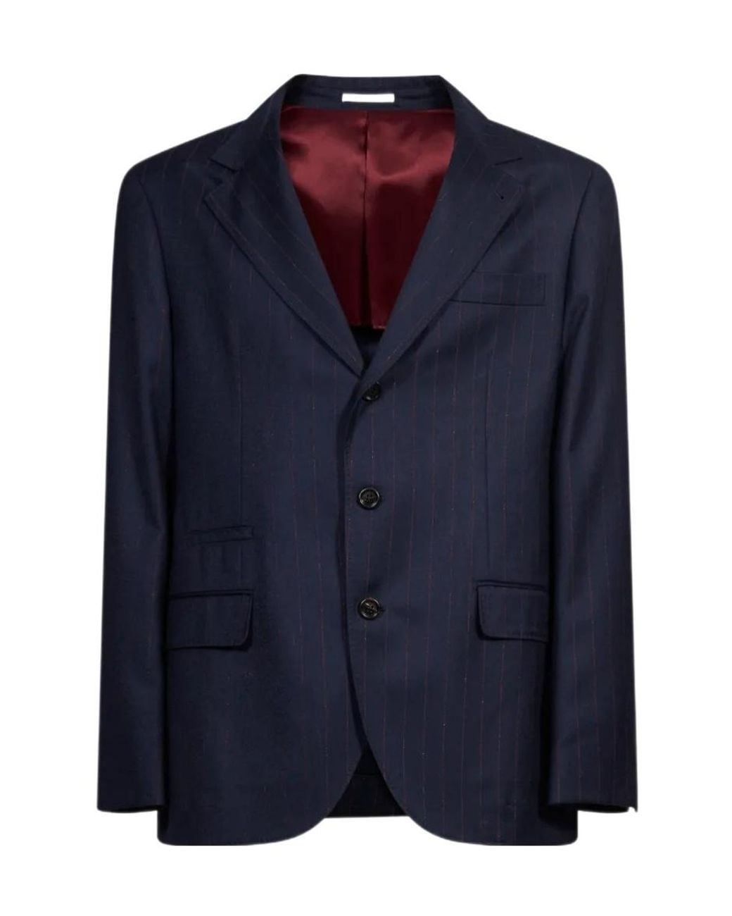 Brunello Cucinelli Blue Pinstriped Single-Breasted Blazer for men