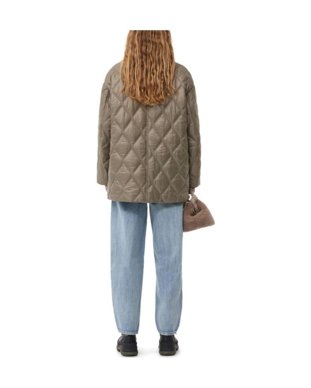 Ganni Gray Drop Shoulder Quilted Jacket