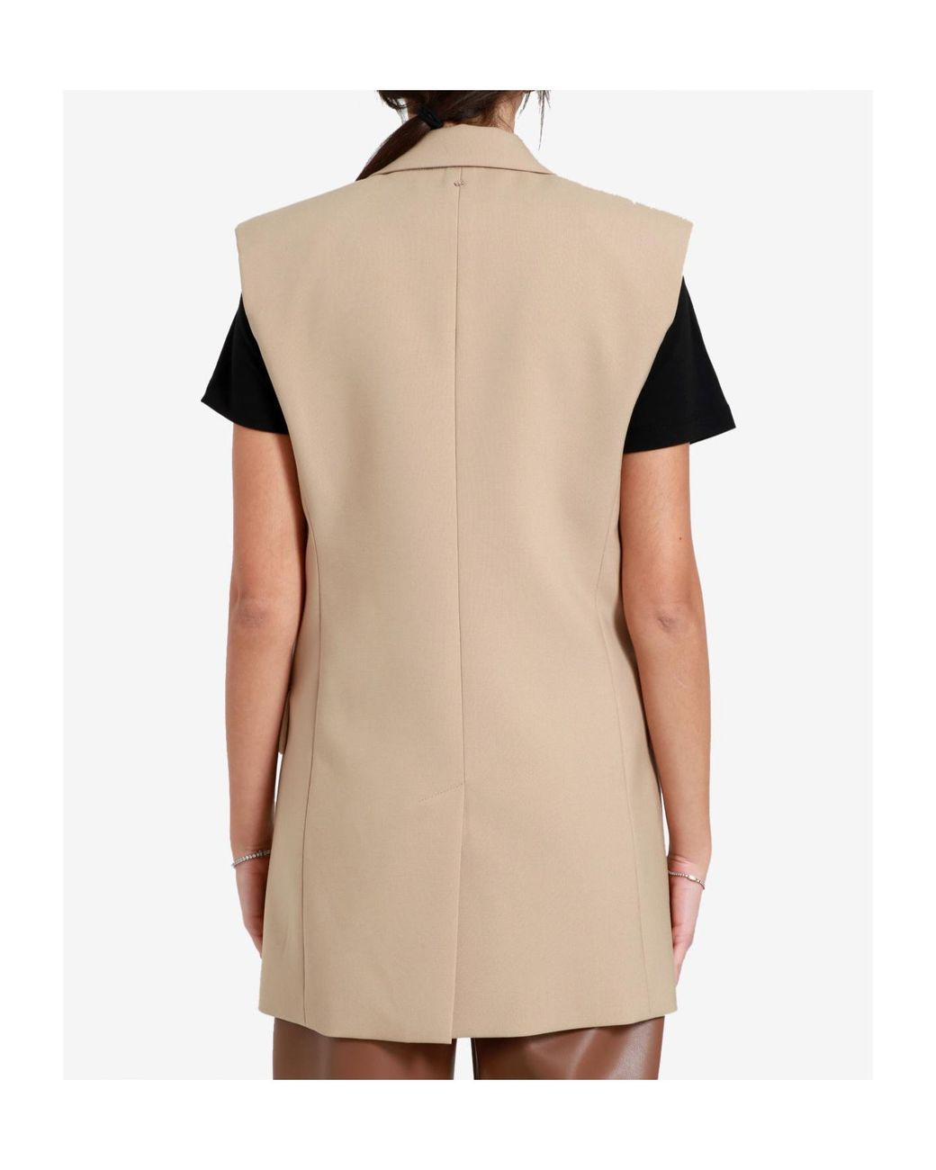 Sportmax Natural Single-Breasted Sleeveless Gilet