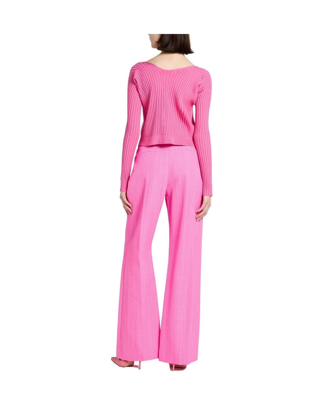 Jacquemus Pink Solid-Colored Knit Top