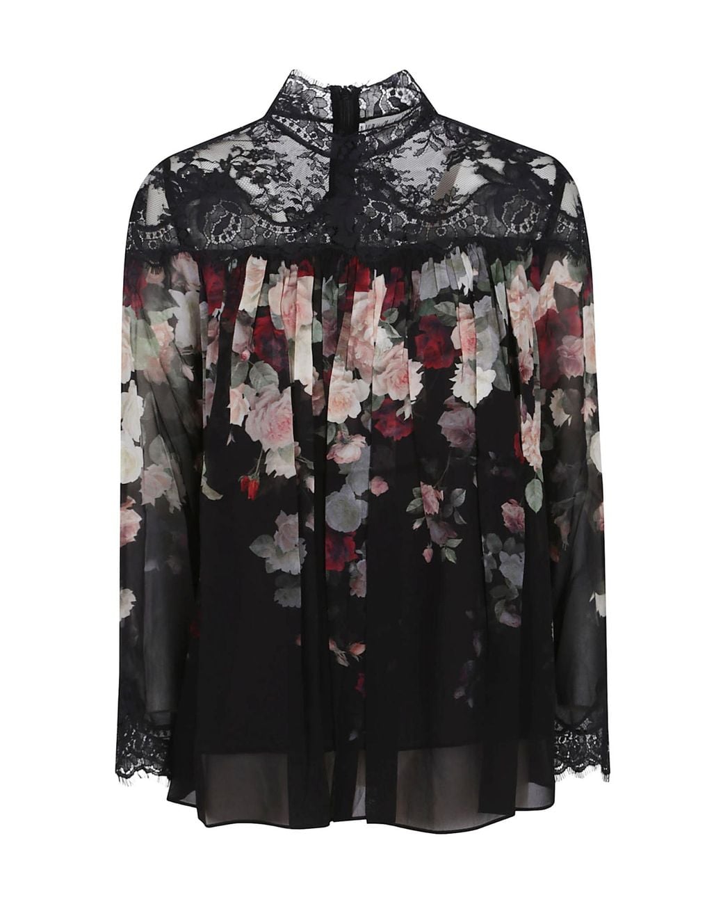 Zimmermann Black Floral-Printed Laced Blouse
