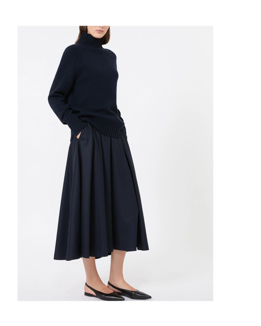 Max Mara Blue Mantova High Neck Knitted Sweater