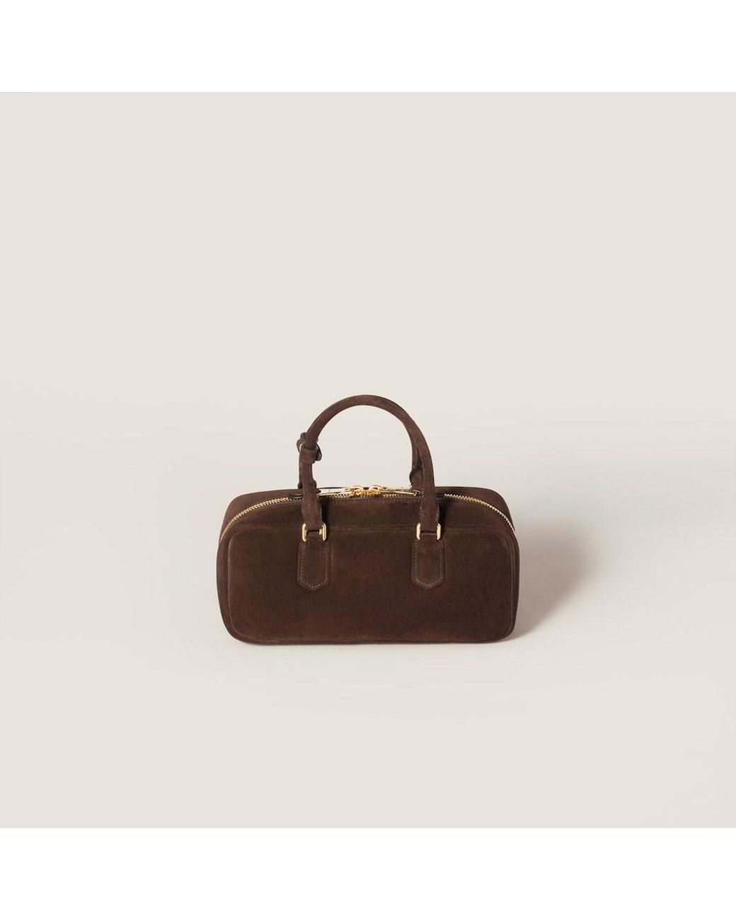 Miu Miu Brown Arcadie Logo Embossed Tote Bag
