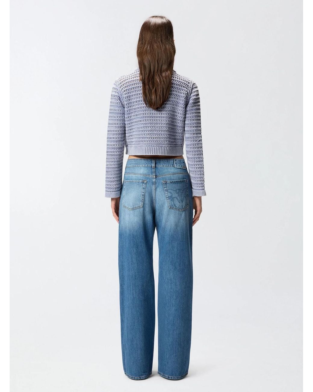 Pinko Blue Wide-Leg Fading Jeans