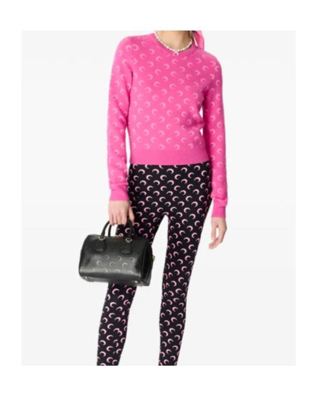 MARINE SERRE Pink Moon Jacquard Knitted Sweater