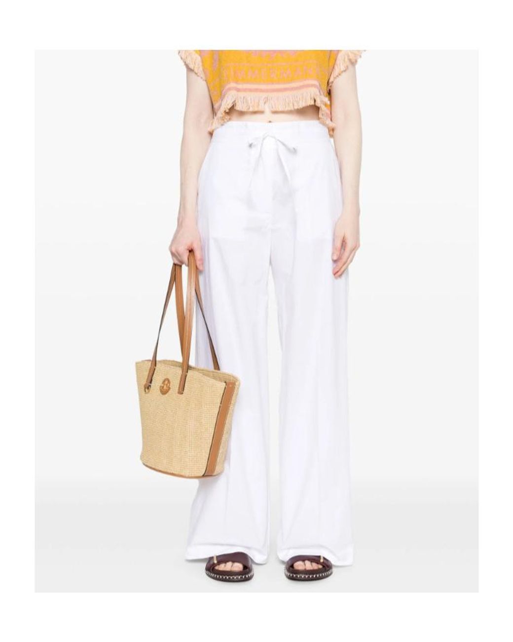 P.A.R.O.S.H. White P.A.R.O..H. Canyo Drawstring Wide-Leg Pants