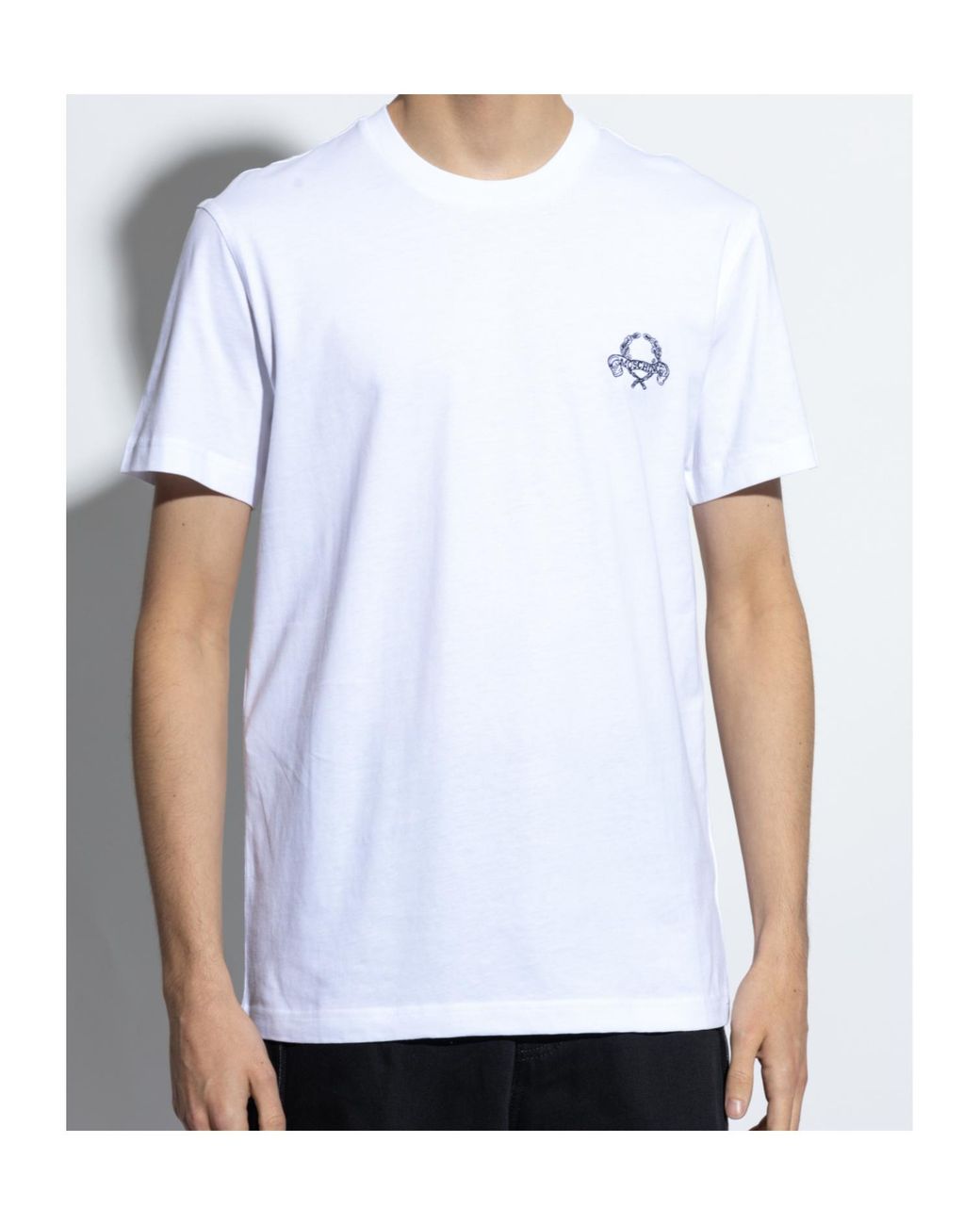 Moschino White T-Shirt With Embroidered Logo for men