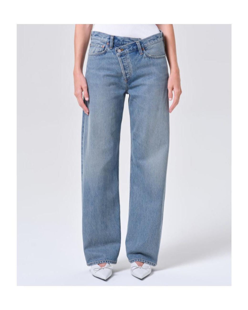 Agolde Blue High-Rise Straight-Leg Jeans