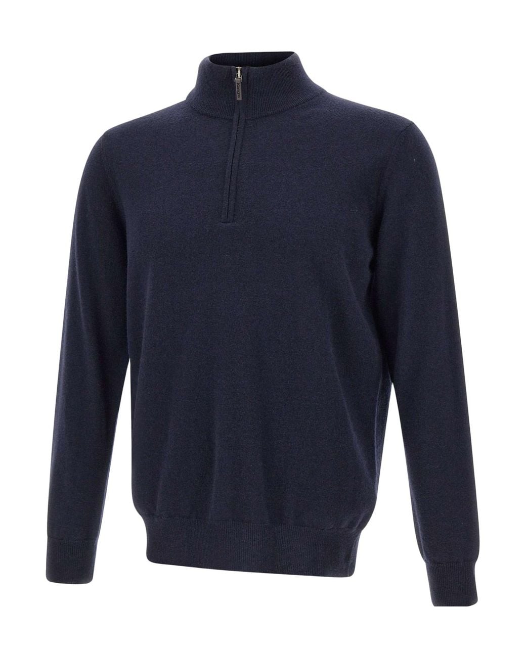 Kangra Cashmere Blue Kangra Half Zip Henley Knitted Sweater for men