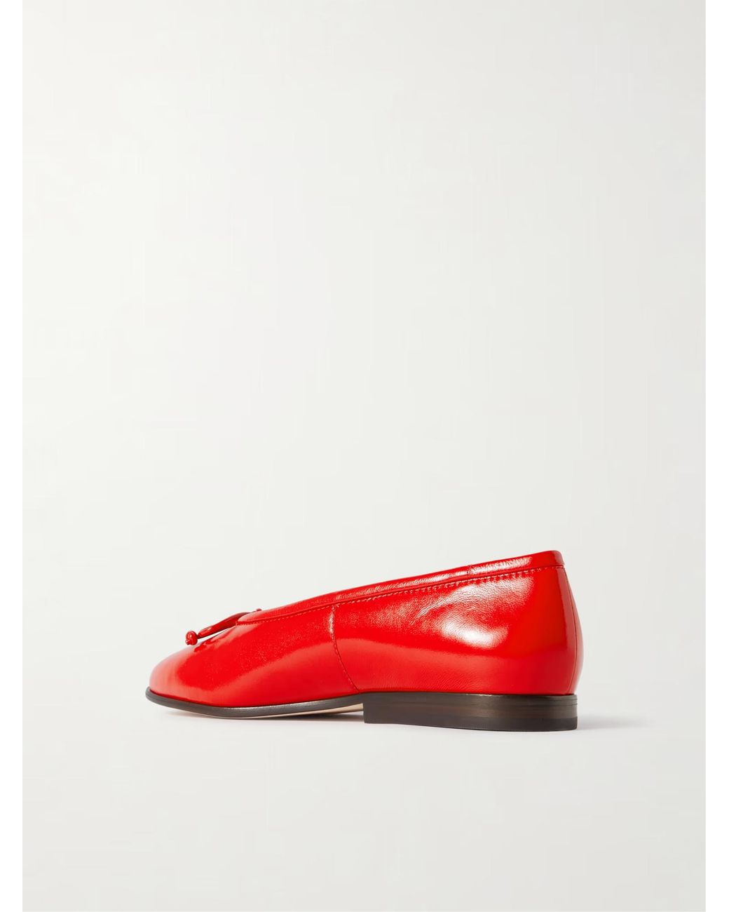 Loeffler Randall Red Bow-Detailed Patent-Leather Ballet Flats