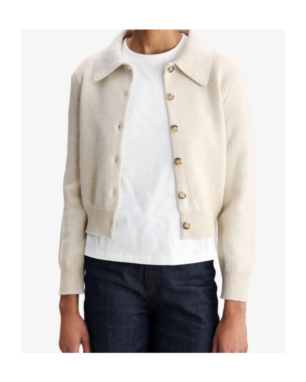 A.P.C. White Marie Pointed Collar Cardigan