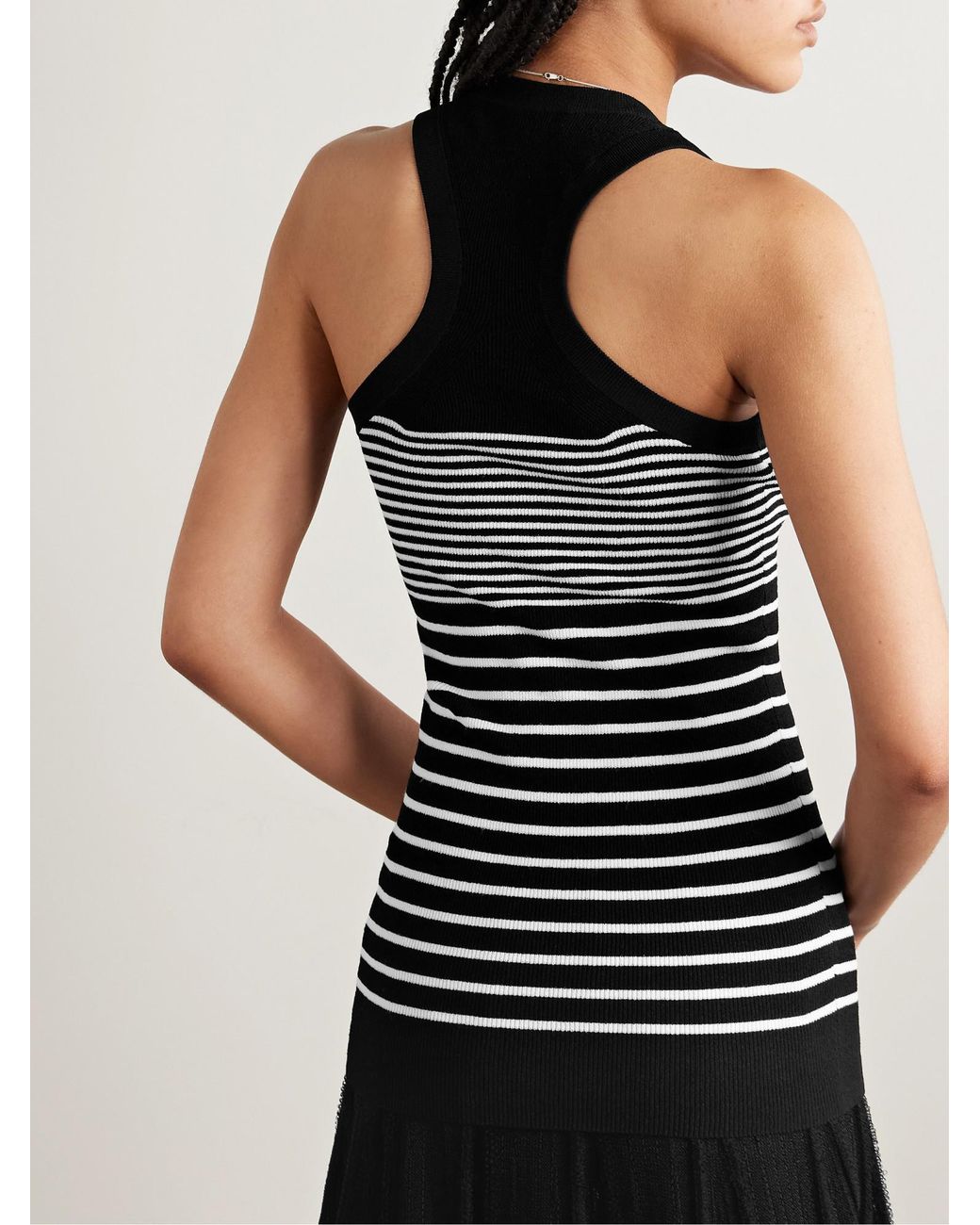 Proenza Schouler Black Roberts Striped Stretch-Knit Tank