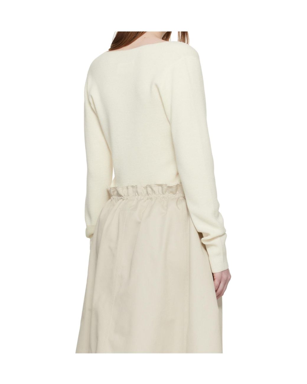 MM6 by Maison Margiela White V-Neck Wool Blend Sweater