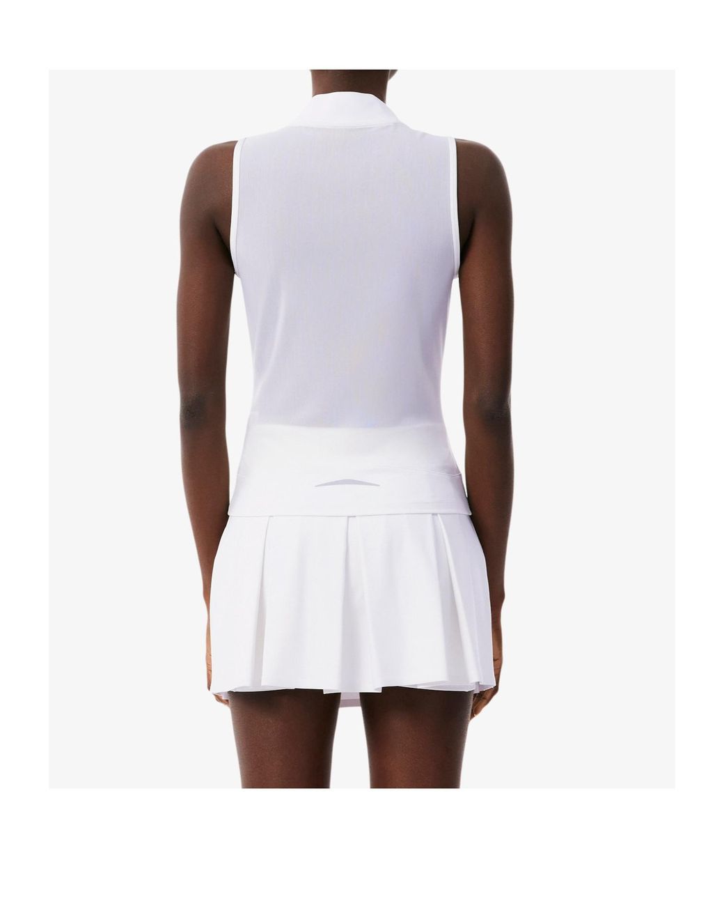 Lacoste White Sleeveless Stretch Dual Fabric Tennis Polo Shirt