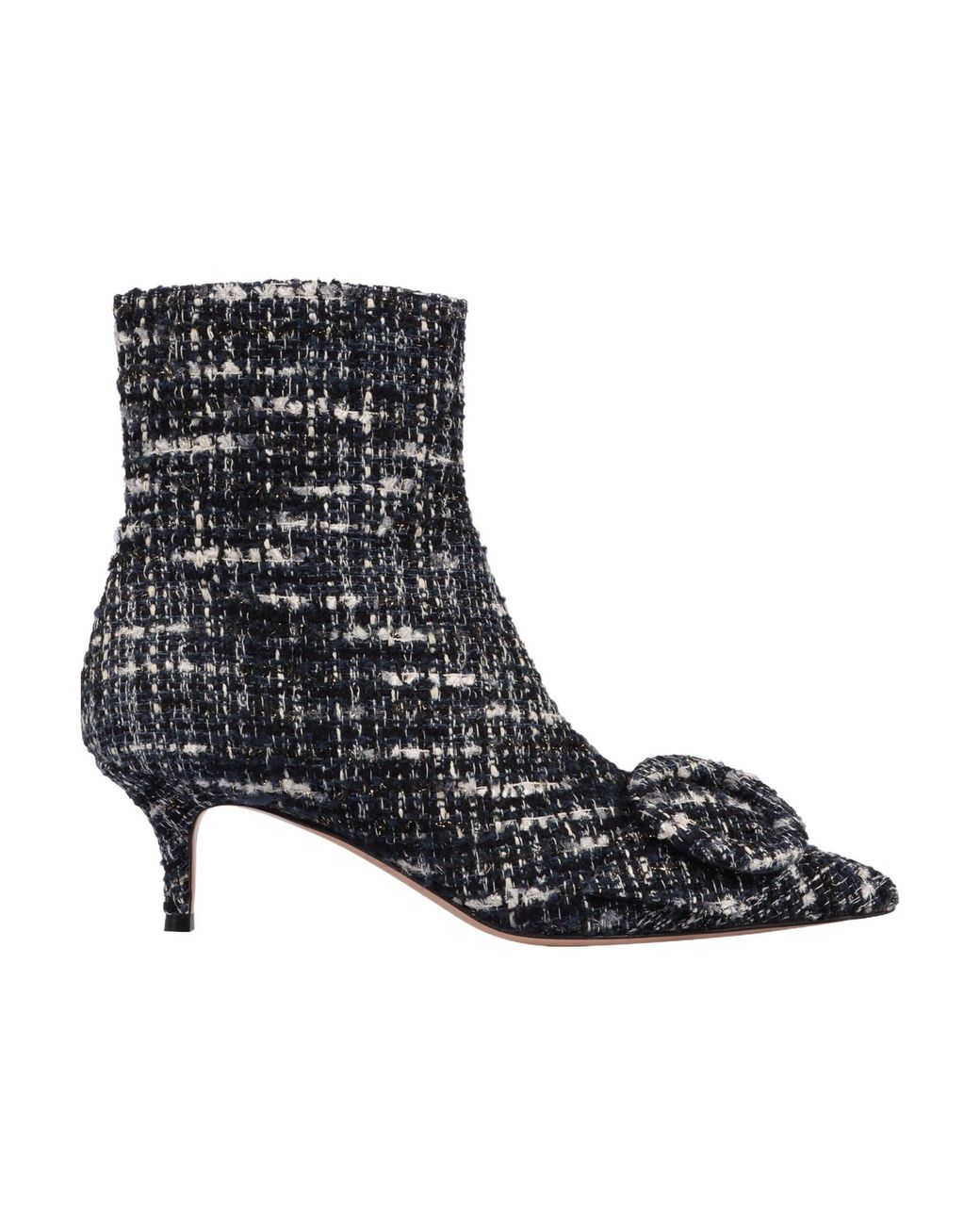 Gianvito Rossi Black Pointed Toe Tweed Ankle Boots