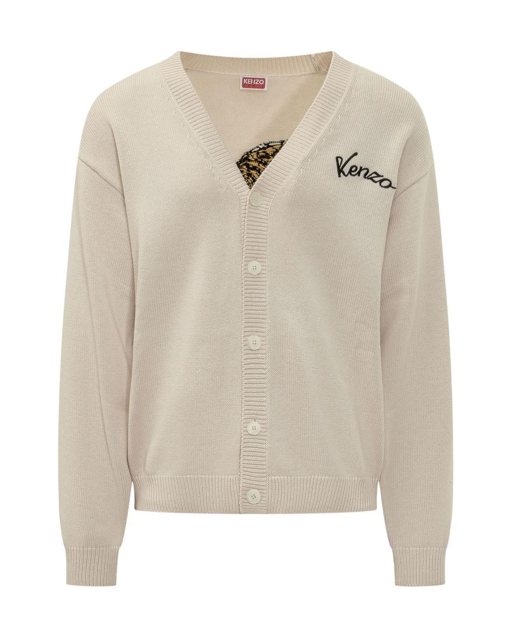 KENZO Natural Tiger Intarsia Cardigan for men