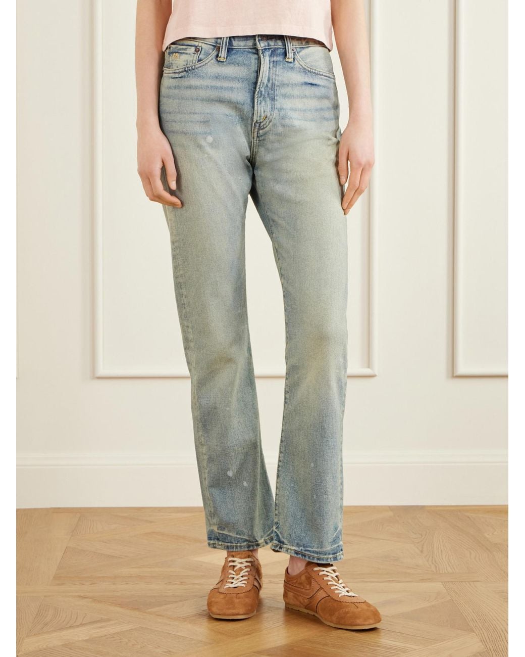 RRL Blue Mid-Rise Straight-Leg Jeans