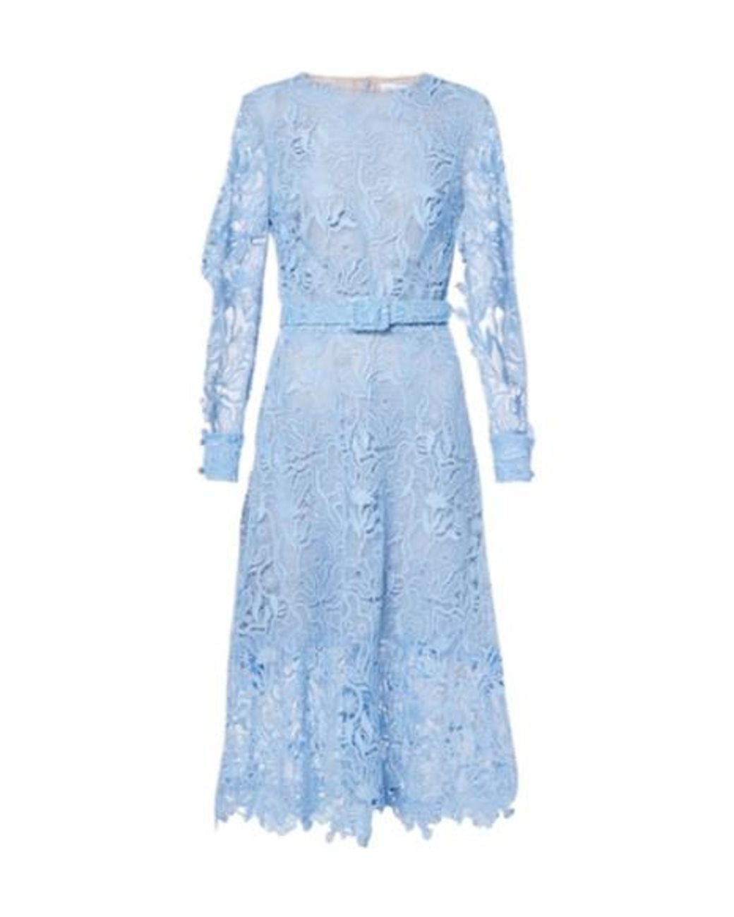 Oscar de la Renta Blue Floral Lace Cocktail Dress