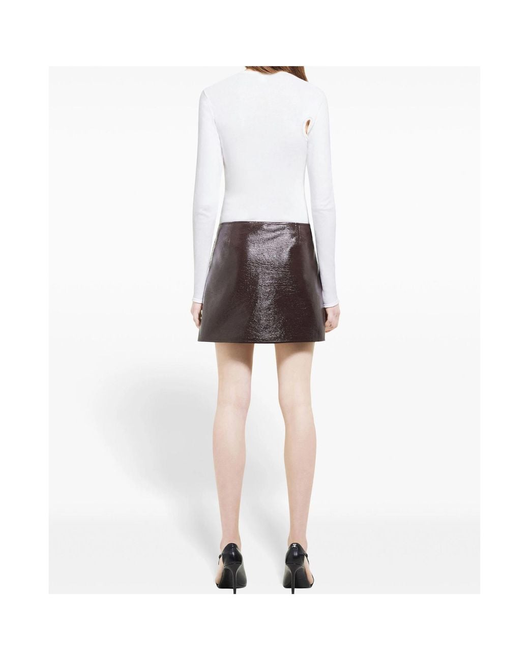 Courreges Brown Oblique Vinyl Mini Skirt