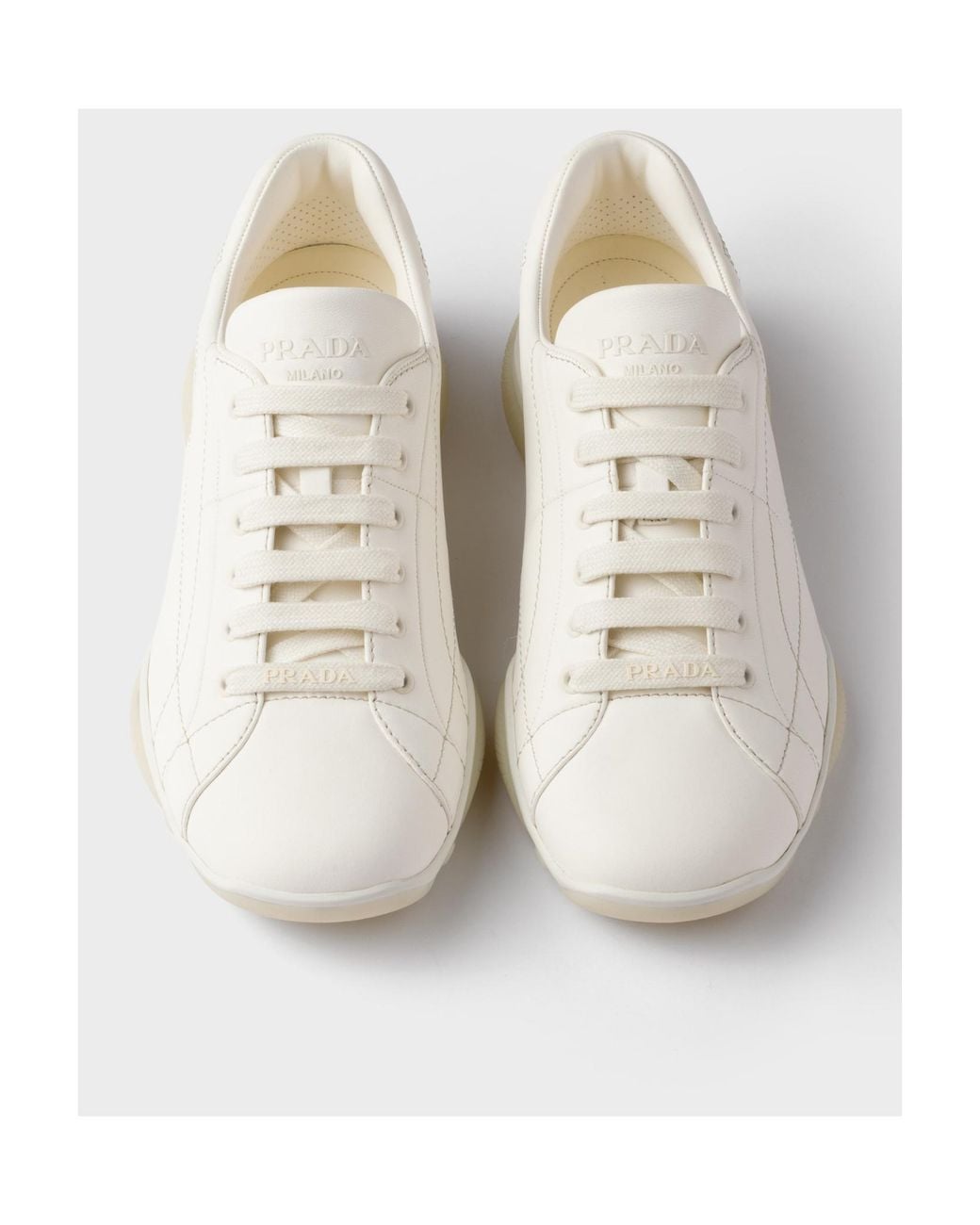 Prada White Nappa Leather Sneakers for men