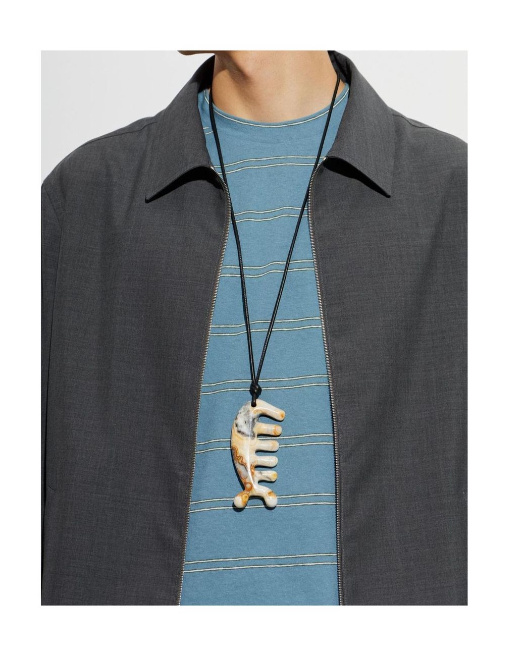 Lemaire Metallic Long Pendant Necklace for men