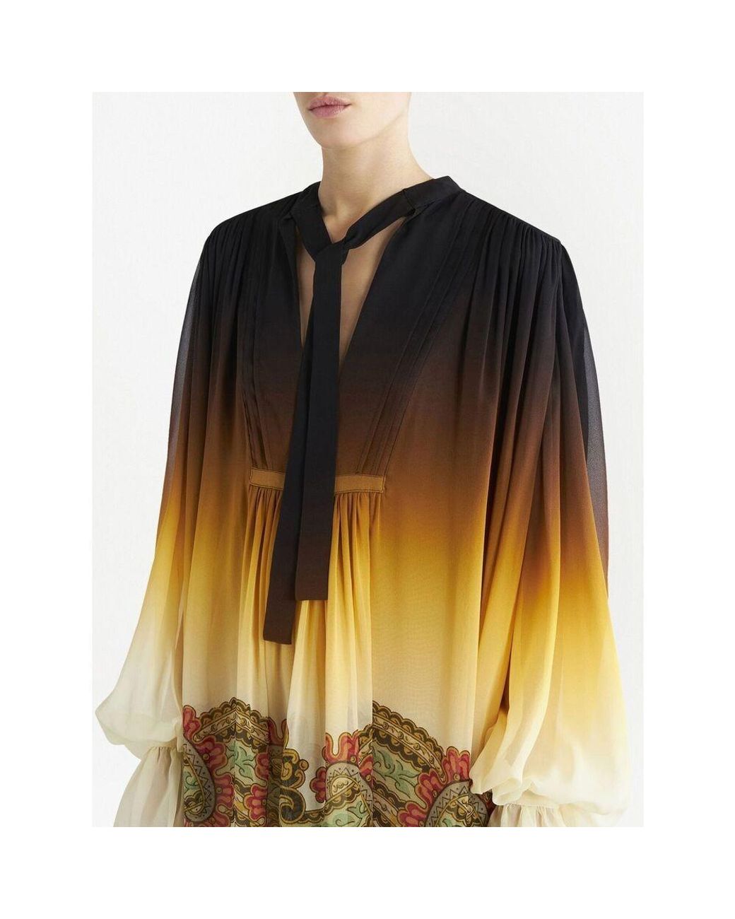 Etro Yellow Ornamental Print Ombré Dress