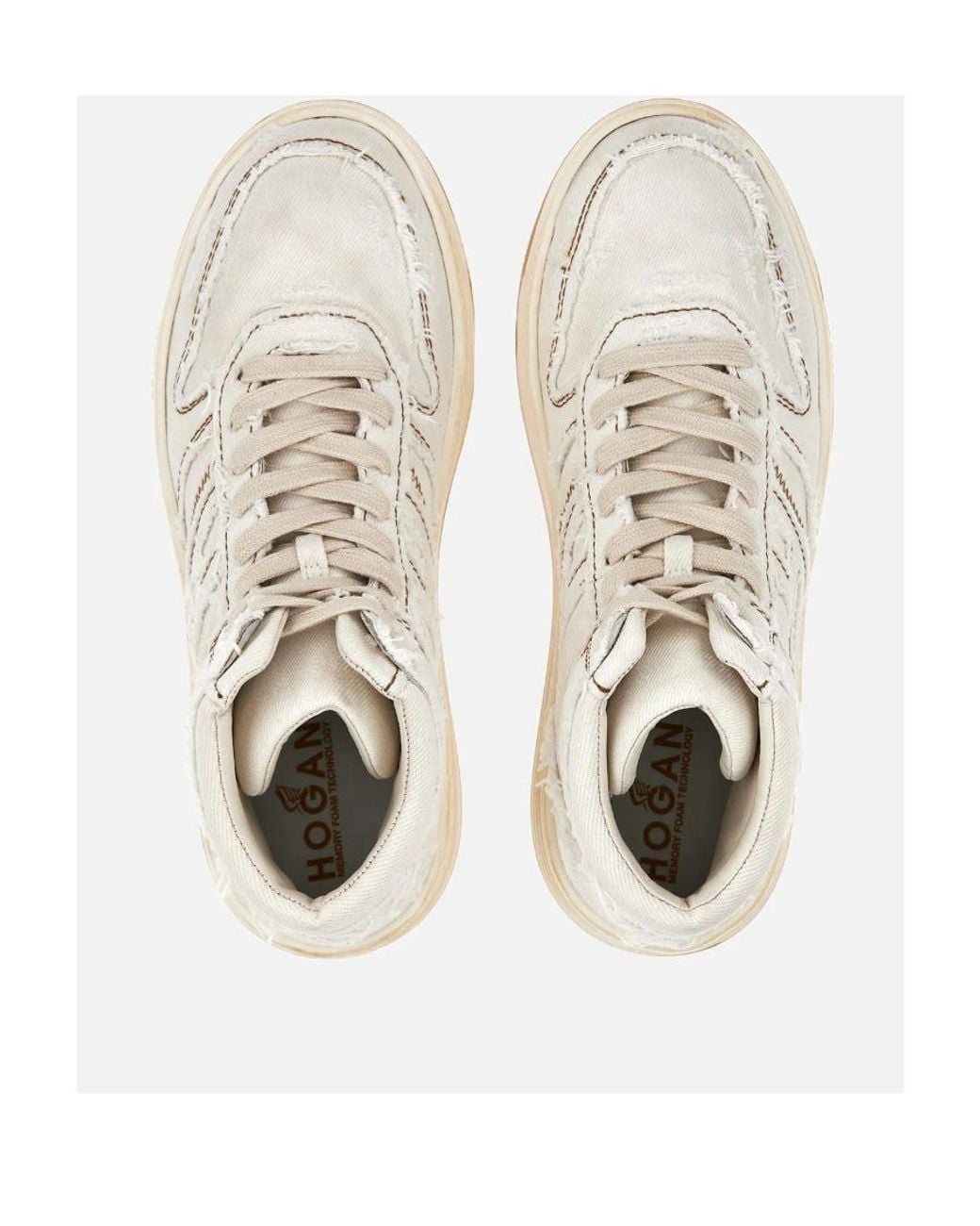 Hogan Natural Contrast-Stitch High-Top Lace-Up Sneakers