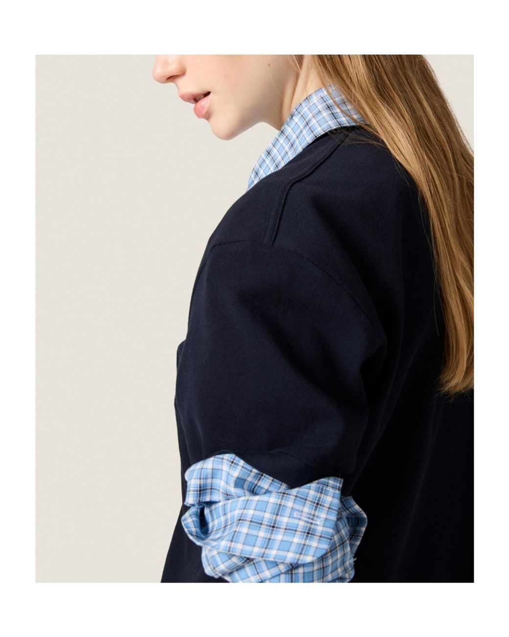Miu Miu Blue Logo-Embroidered Short-Sleeved Polo Shirt