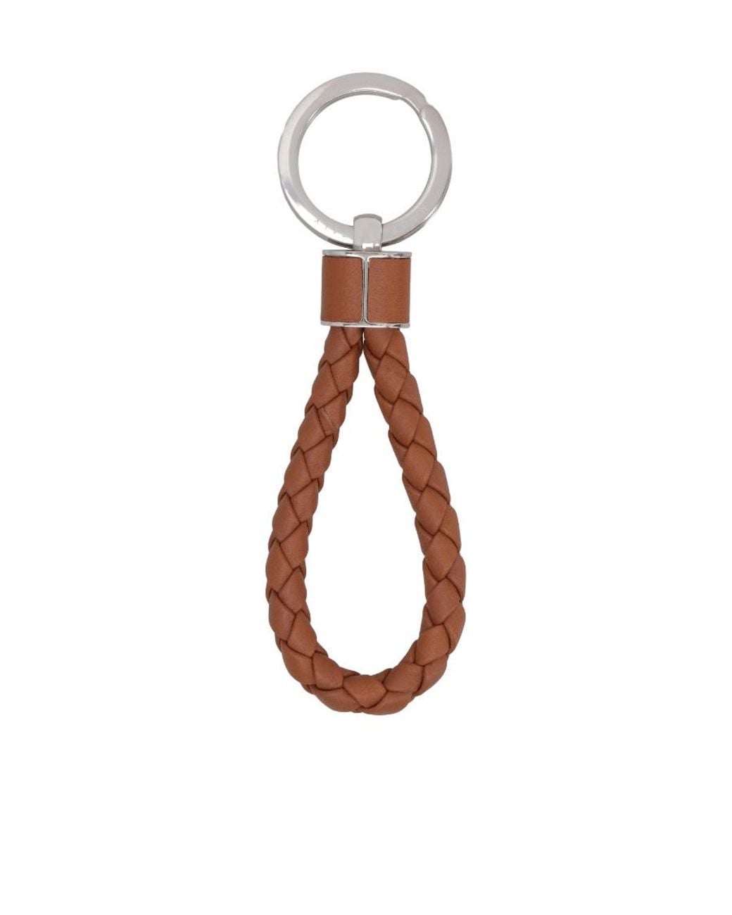Bottega Veneta White Intreccio Key Ring for men