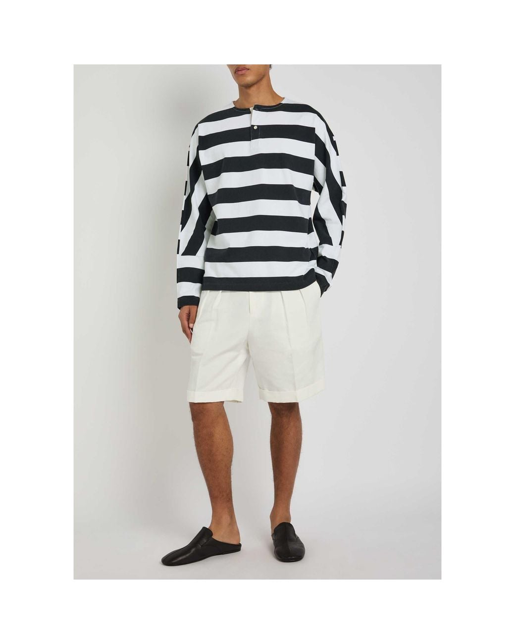 Jacquemus Black Simple Striped Cotton T-Shirt for men