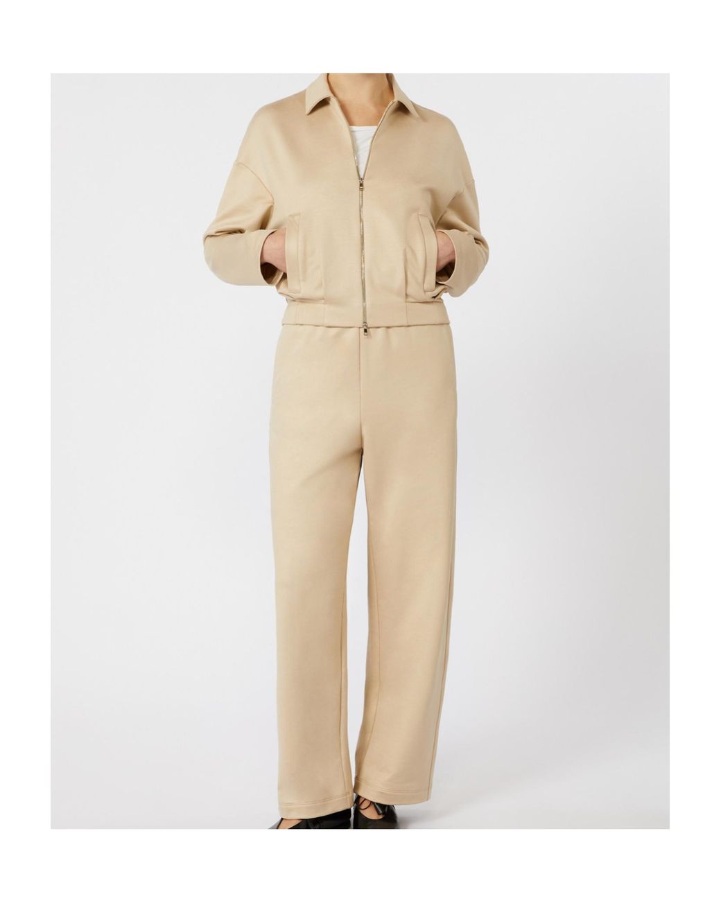 Max Mara Natural Collared Zip-Up Jacket
