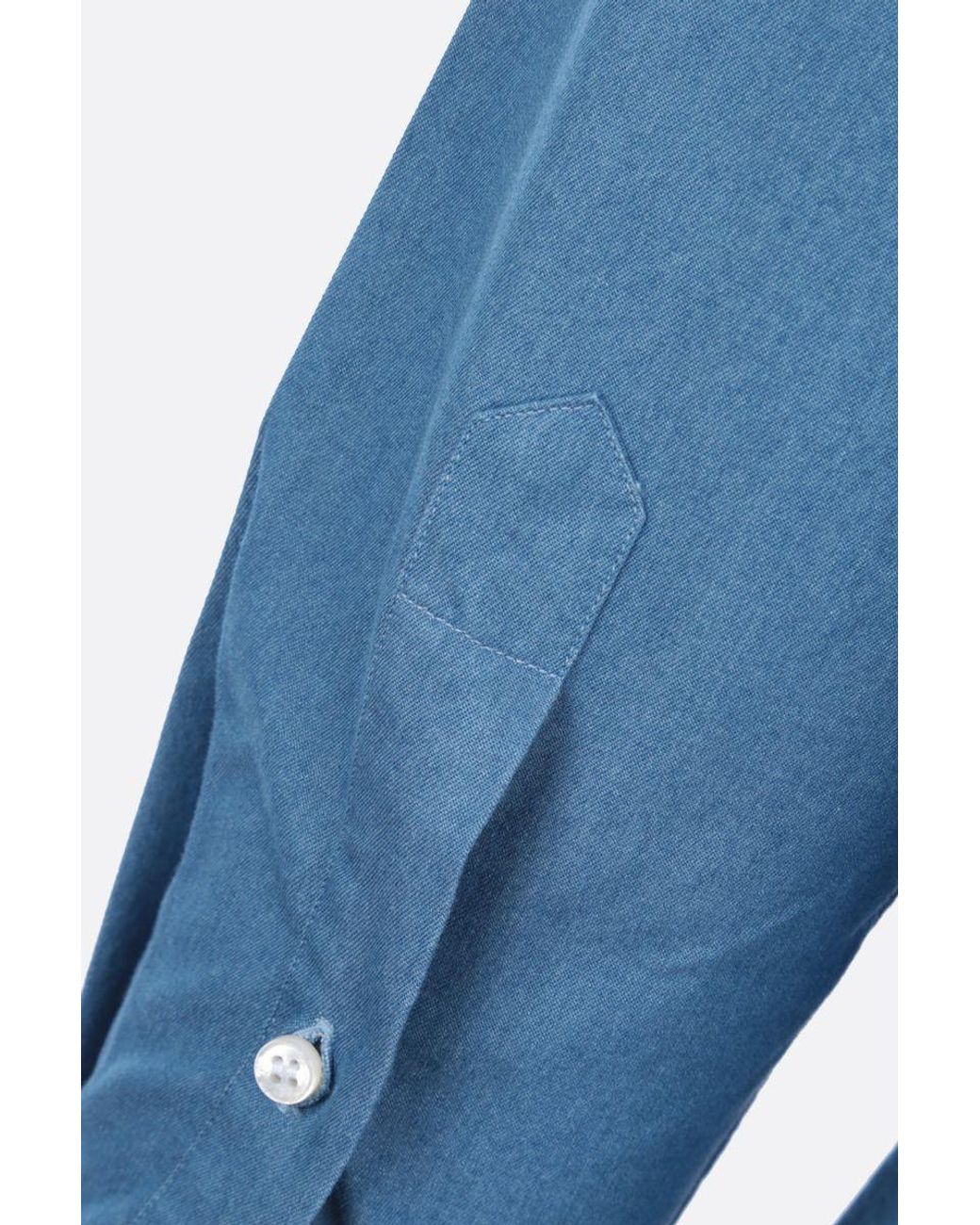 Loro Piana Blue Chest Pocket Long-Sleeved Shirt for men