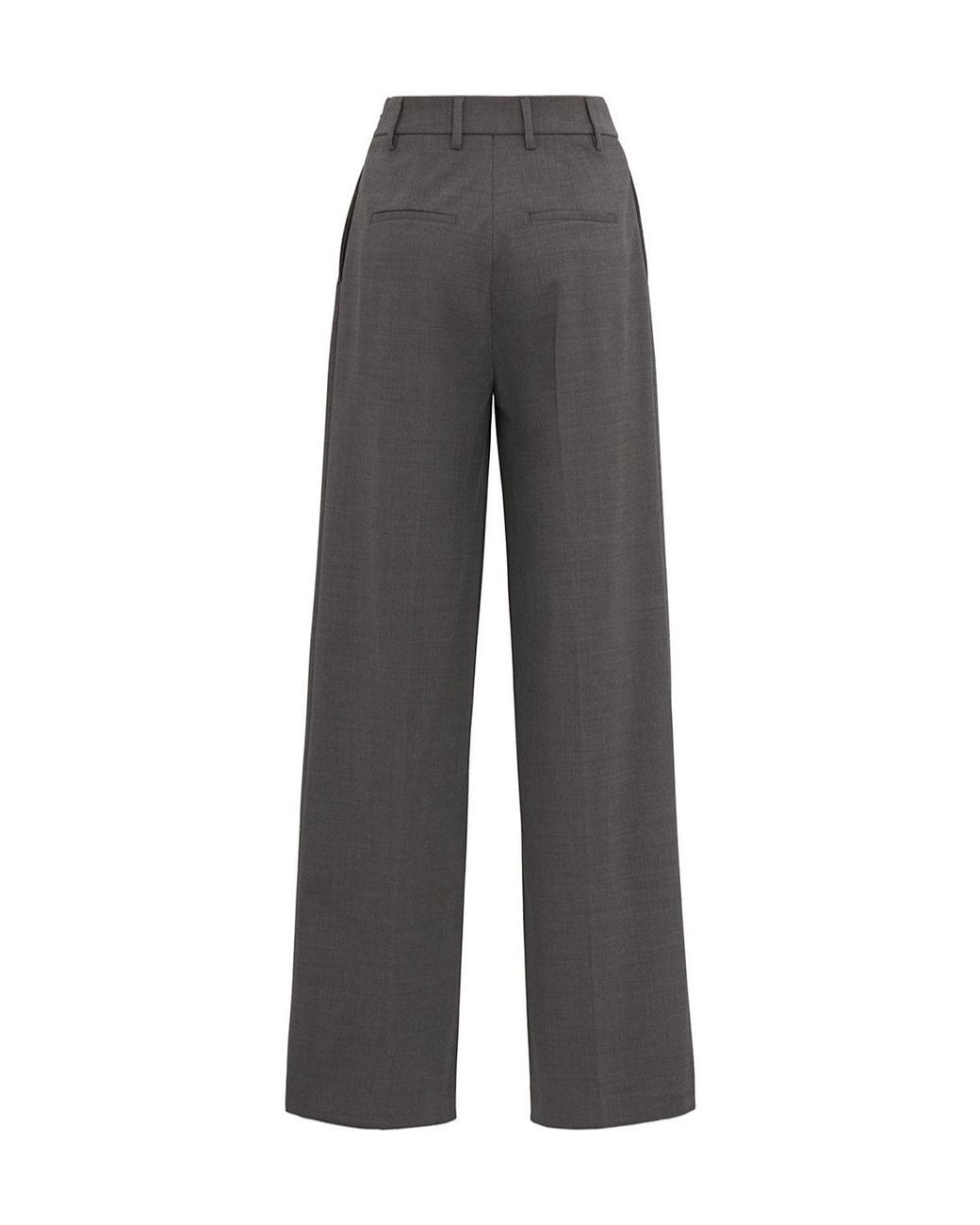 GIUSEPPE DI MORABITO Gray Pleated-Front Wide-Leg Casual Trousers
