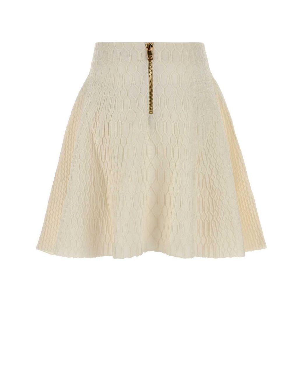 Balmain Natural Flared Knit Skirt