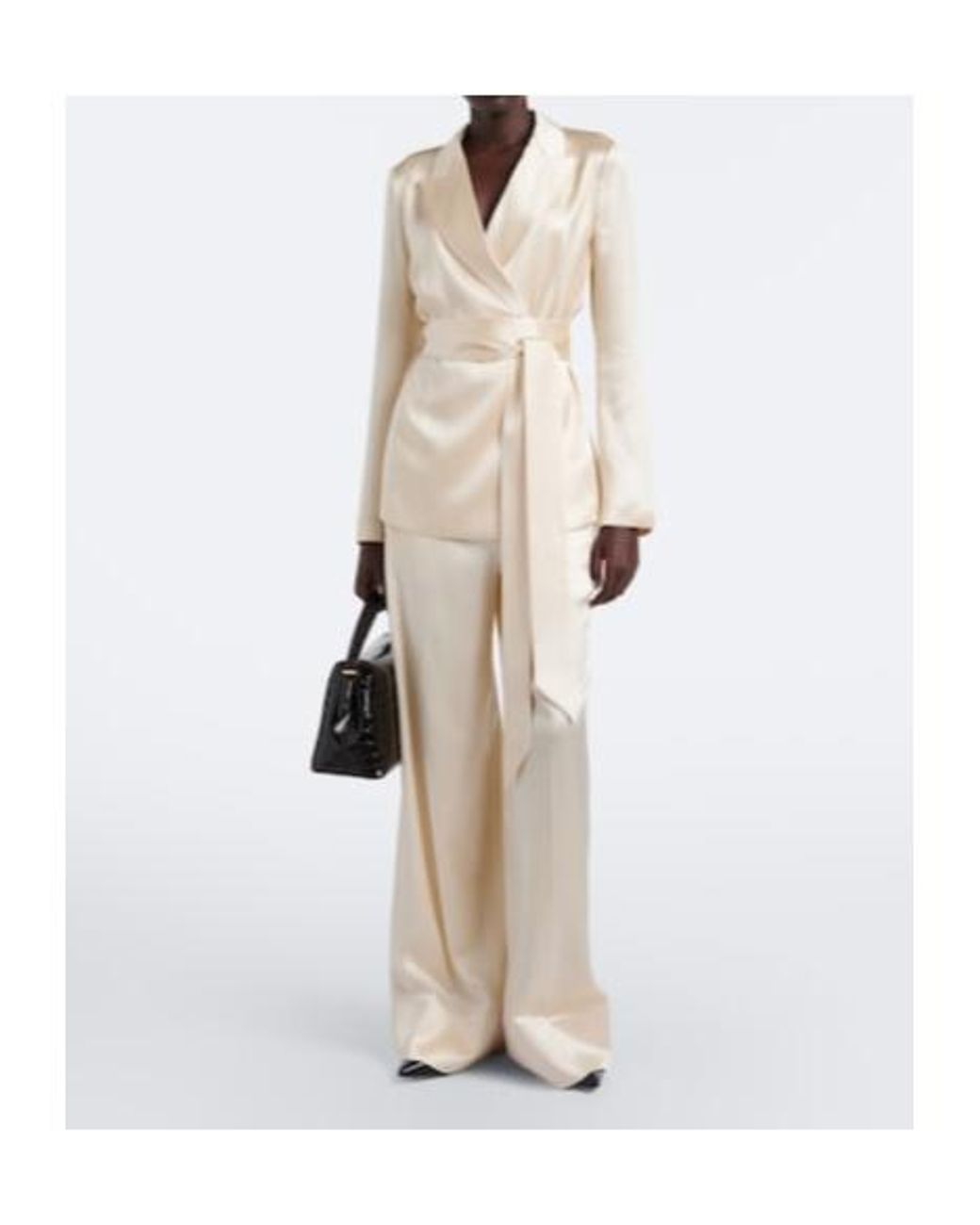 Joseph Natural Archer Belted Silk Satin Jacket