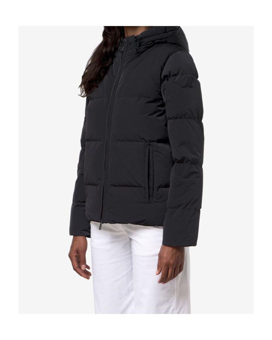 K-Way Black Hooded Puffer Down Jacket