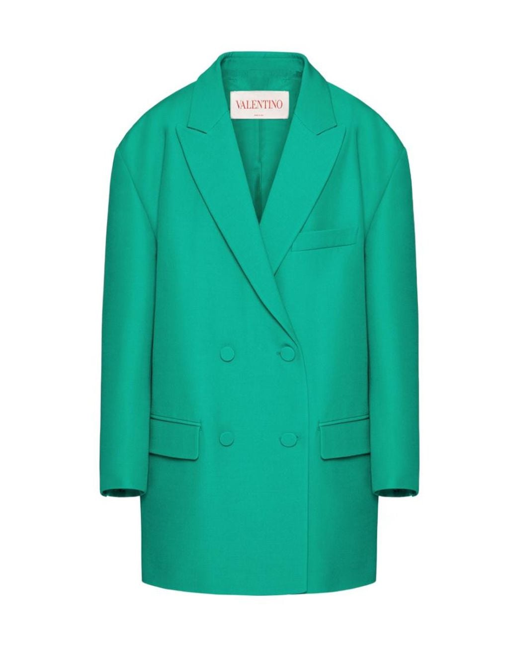 Valentino Green Crepe Couture Long-Sleeved Blazer