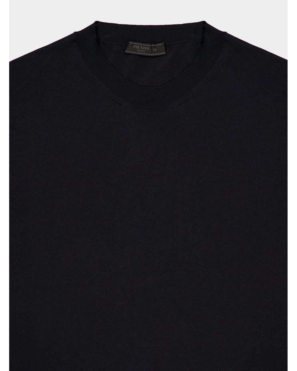 Prada Blue Long Sleeved Crewneck Jumper for men