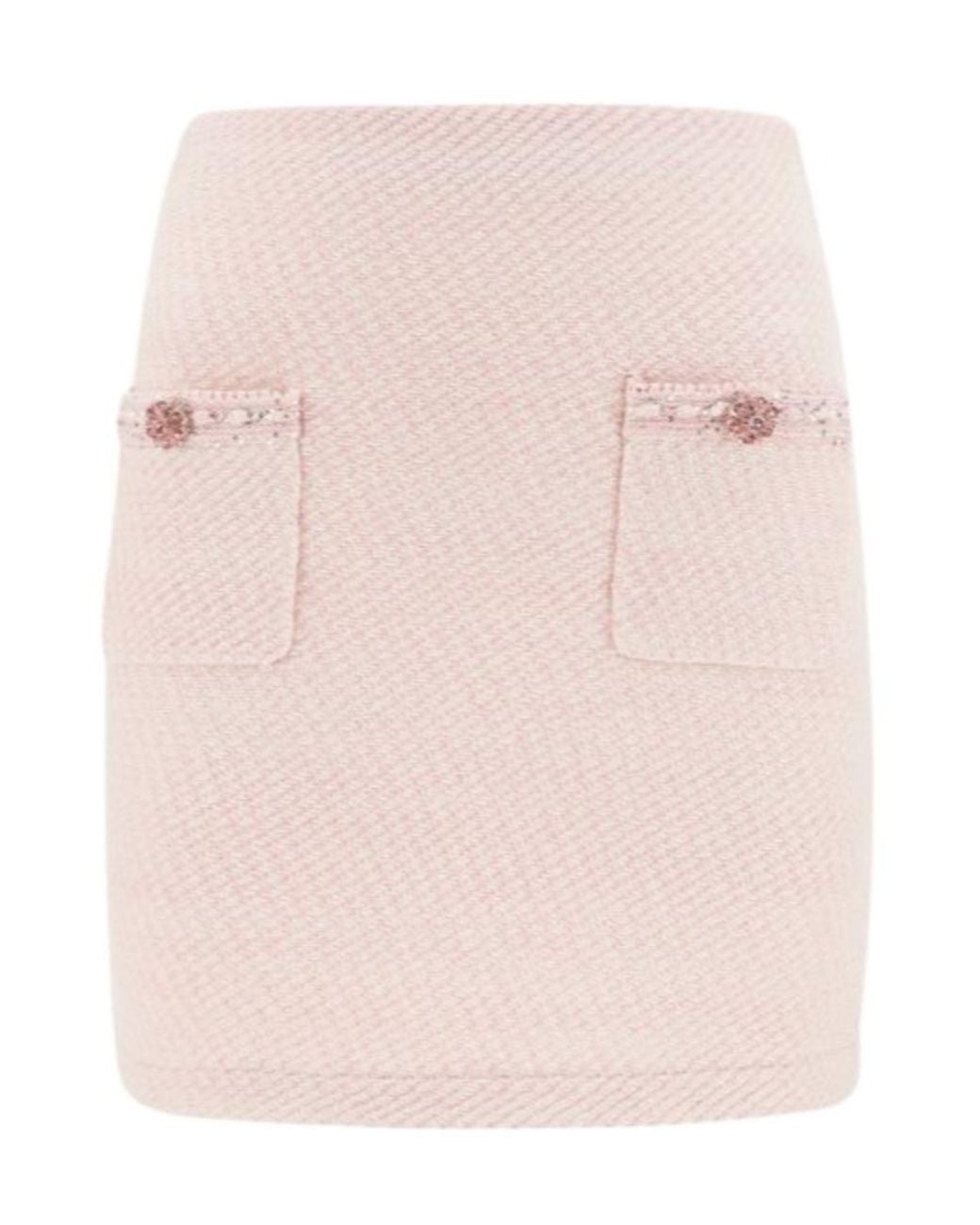 Self-Portrait Pink Braided-Trim Mini Skirt