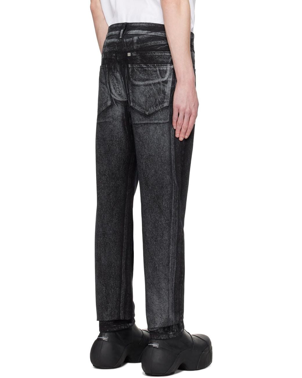 Givenchy Gray Straight Fit Painted Denim Jeans for men