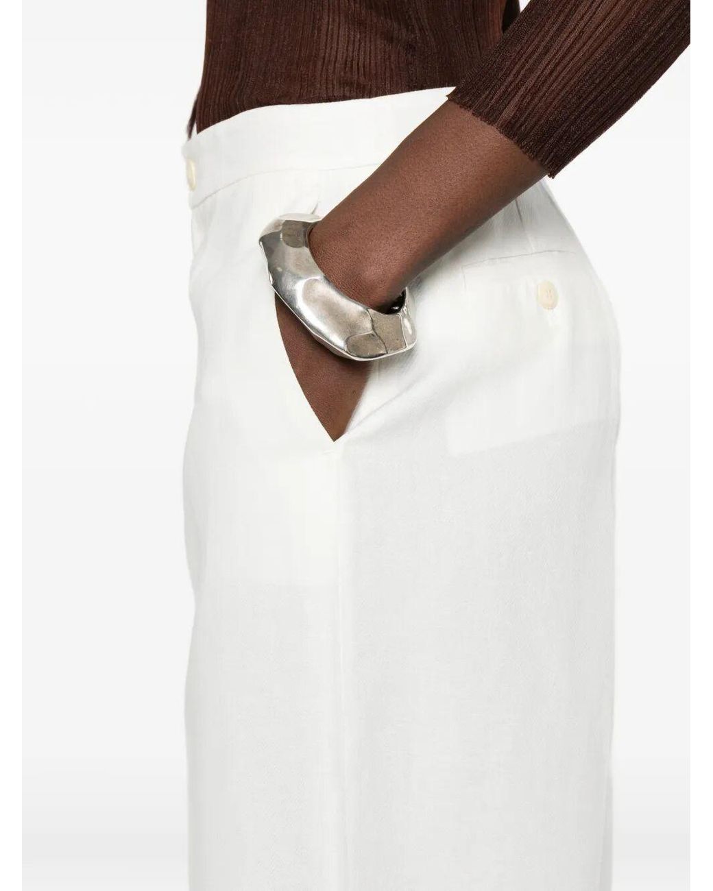 Twinset White Wide-Leg Tailored Trousers