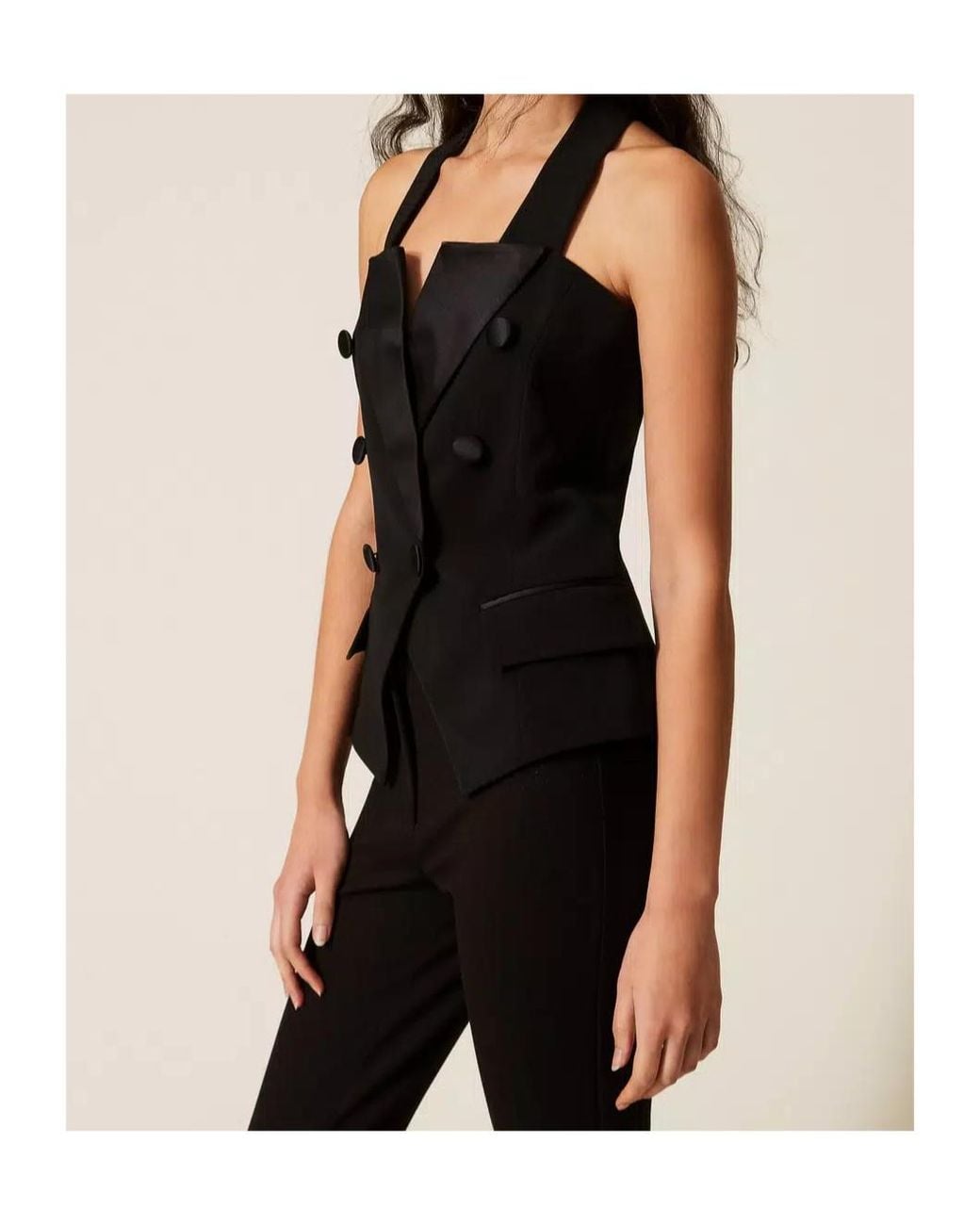 Twinset Black Logo Button Vest