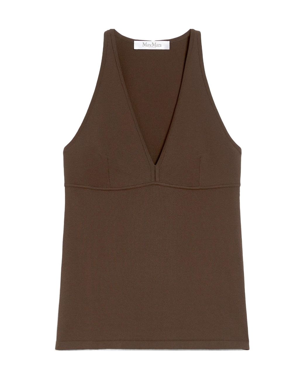 Max Mara Brown Armida1234 V-Neck Sleeveless Top
