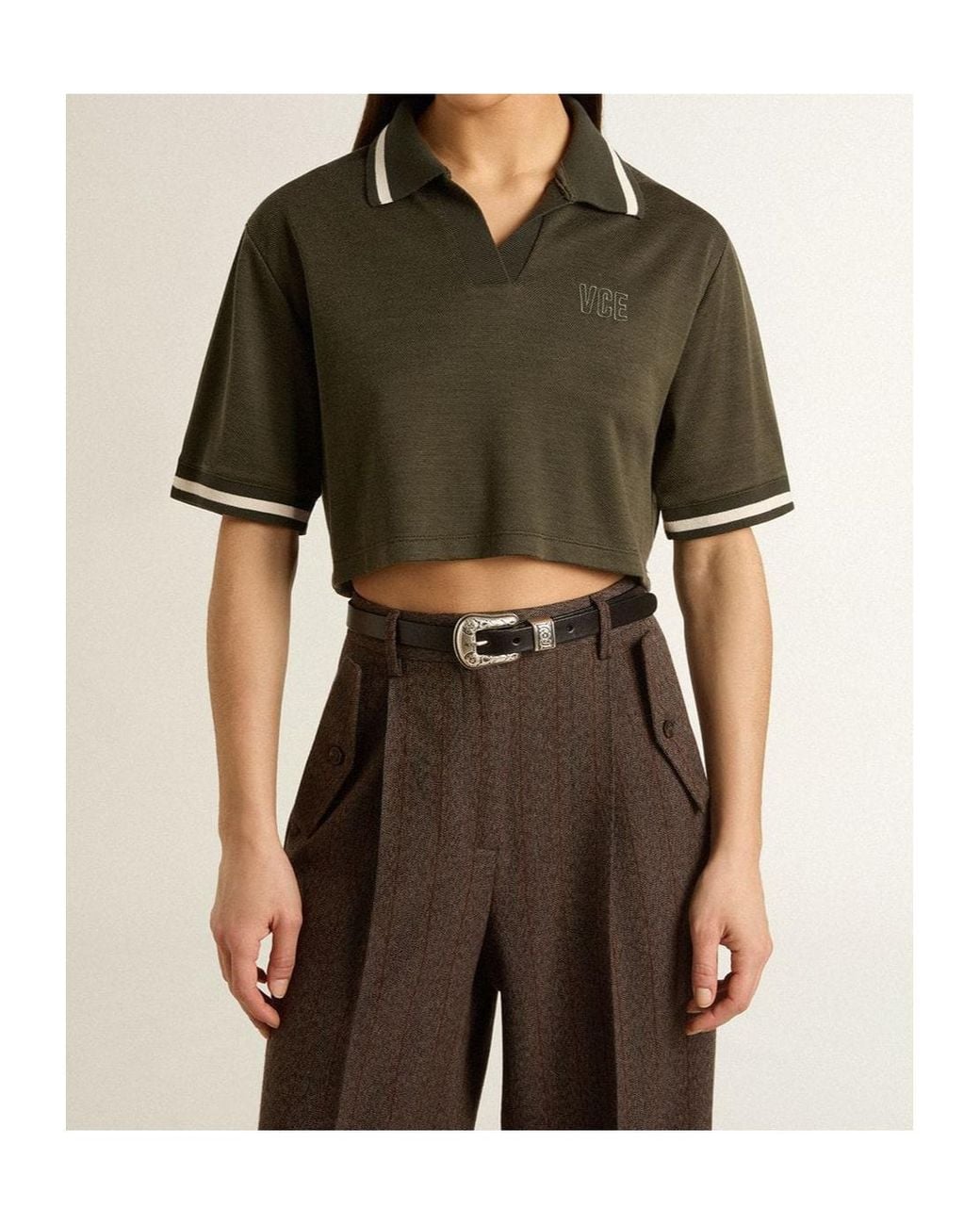 Golden Goose Deluxe Brand Green Vce Embroidered Cropped Top
