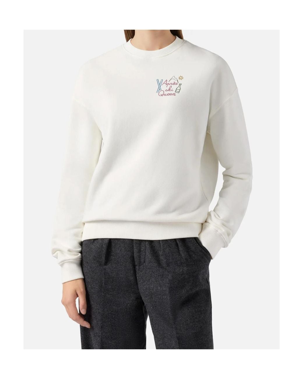 Mc2 Saint Barth White Detail-Embroidered Sweatshirt