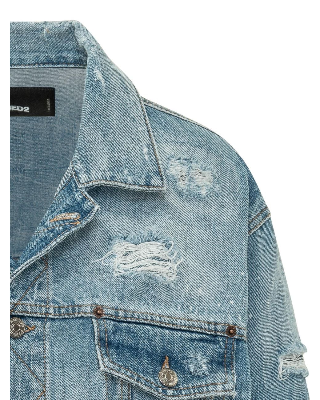 DSquared² Blue Mini Short Jacket With Buttoned Pockets
